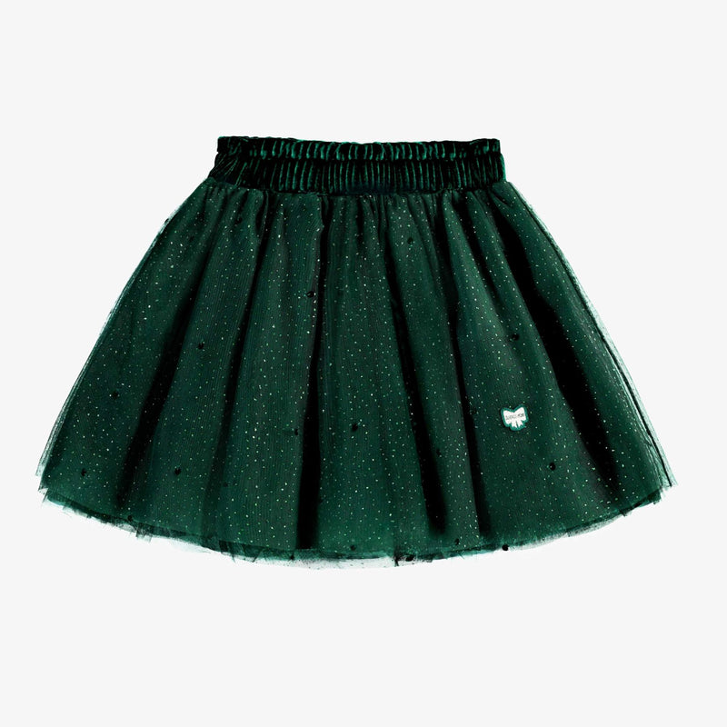 Green Sequin Skirt + Cream Top Set