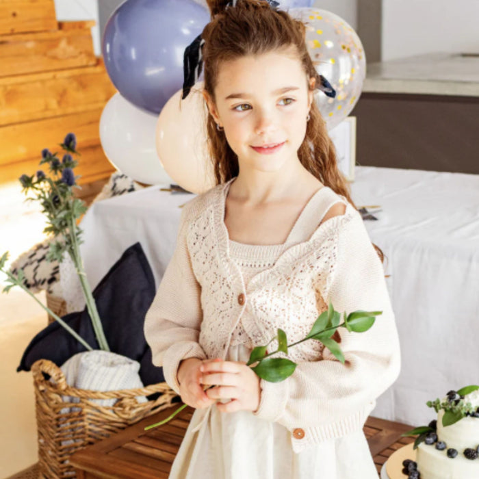 Cream Linen Dress with Crochet Details