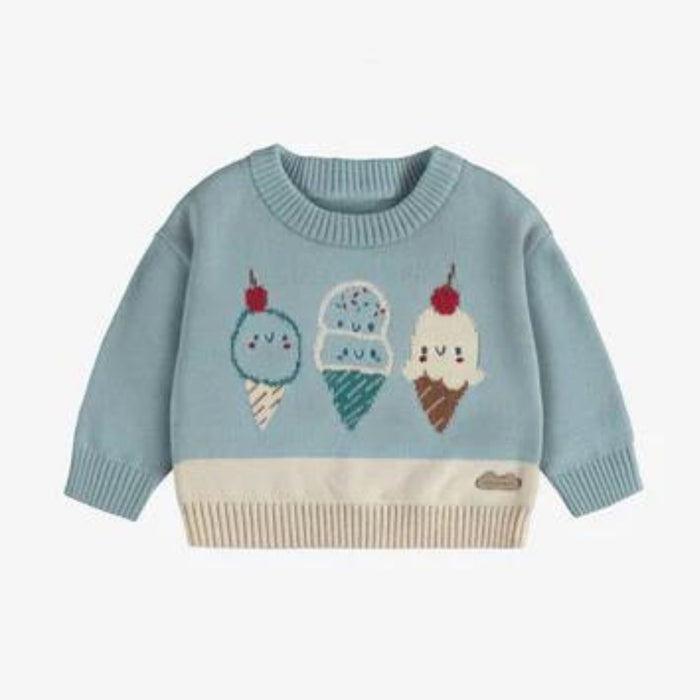 Knit Sweater, Blue Ice Cream