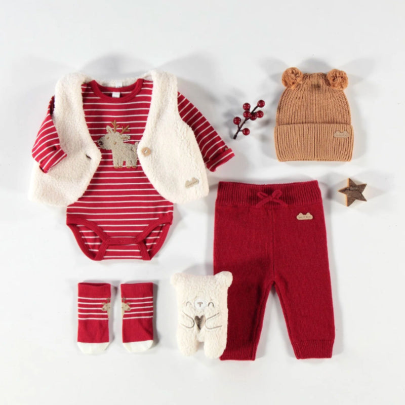 Red Reindeer Bodysuit with Stripes