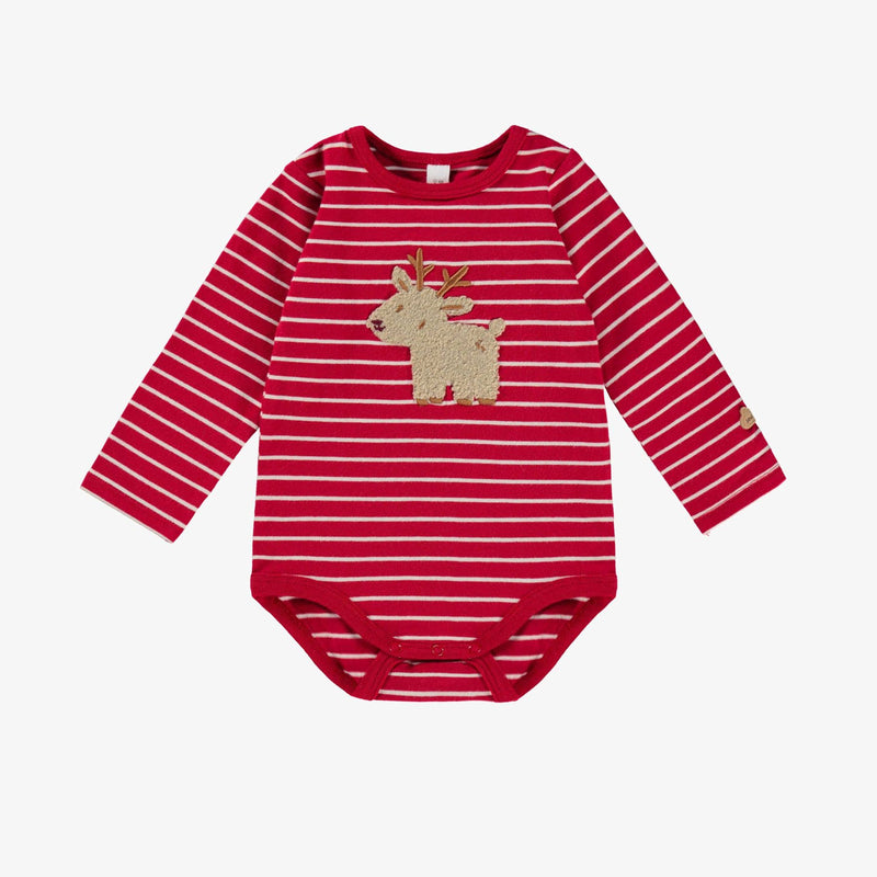 Red Reindeer Bodysuit with Stripes