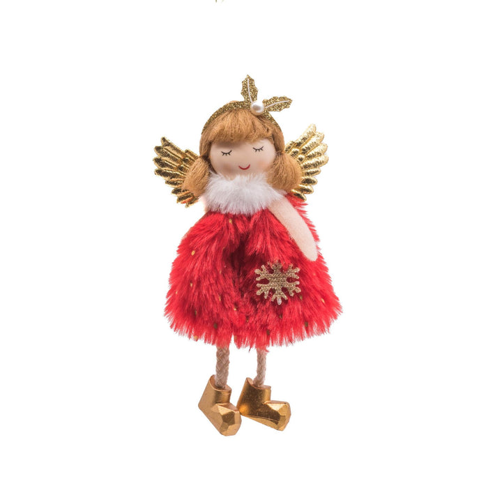 Red + Gold Gentle Cherub with Holly Headband Ornament