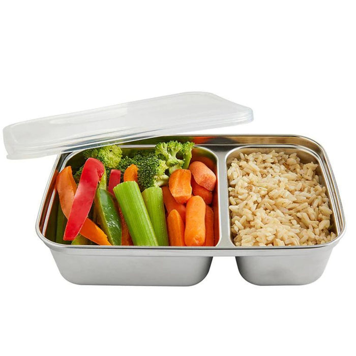Divided Rectangular Container with Silicone Lid