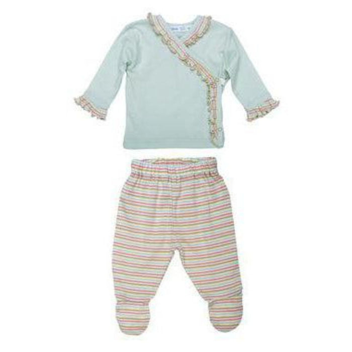 Organic Side Snap Top + Footed Pant Set, Butterfly Stripe