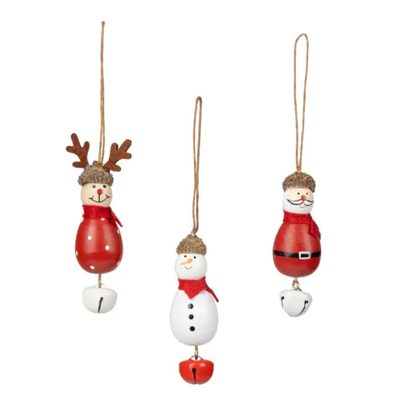 Wooden Acorn Santa, Snowman and Reindeer Ornaments