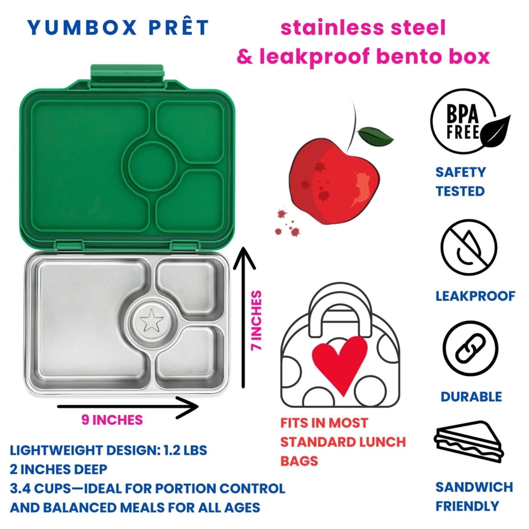 Yumbox Lunch Stainless Steel Leakproof Bento Box - Pret — Simply