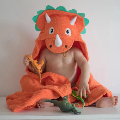 Kids Hooded Towel - Triceratops-Yikes Twins-Simply Green Baby