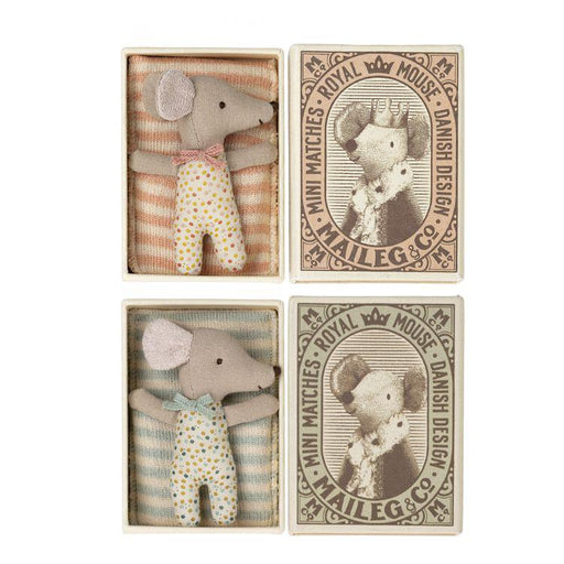 Maileg Baby Mouse, Sleepy/Wakey in Matchbox-Simply Green Baby