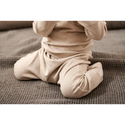 Nest Designs Organic Cotton Long Sleeve Kimono + Harem Pant Set - Light Grey-Simply Green Baby