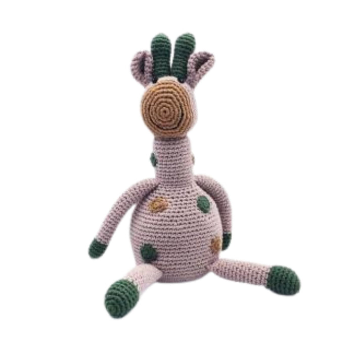 Organic Giraffe Rattle, Taupe-Pebble Child-Simply Green Baby