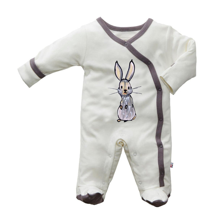 Baby Soy Jane Goodall Animal Print Footie - Rabbit, Thunder-Simply Green Baby