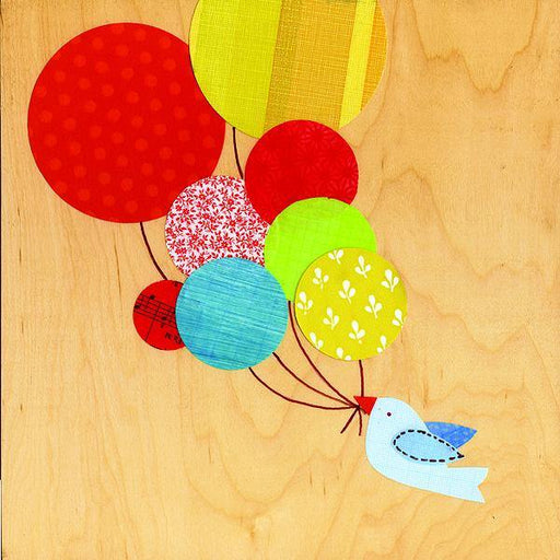 Collage on Wood - Birds with Balloons-Simply Green Baby