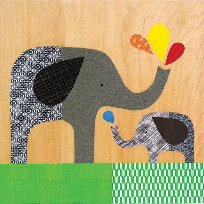 Collage on Wood - Elephant Baby Splash-Simply Green Baby
