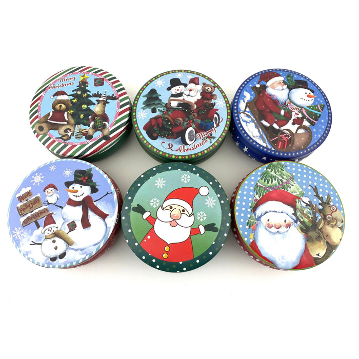 Collectible Round Christmas Tin Boxes - Large-Simply Green Baby
