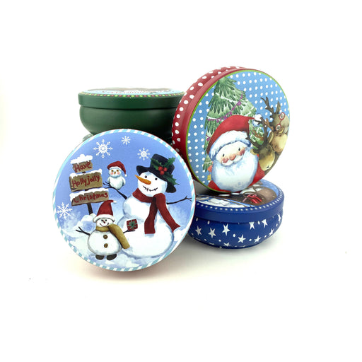 Collectible Round Christmas Tin Boxes - Large-Simply Green Baby