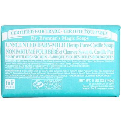 Dr. Bronner's Unscented Baby Mild Castile Bar Soap-Simply Green Baby