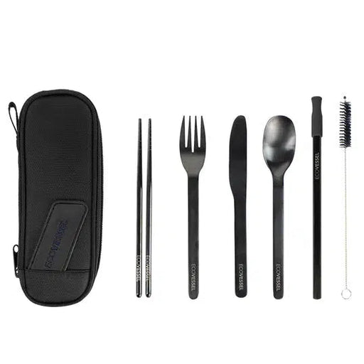 EcoVessel Wanderware 6-Piece, Reusable Stainless Steel Utensil Set with Travel Pouch-Simply Green Baby