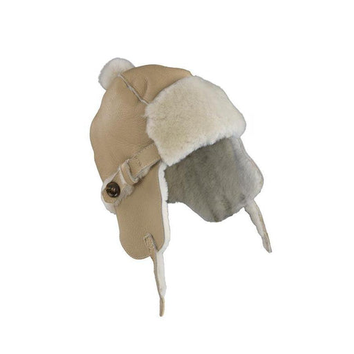 Elks & Angels Shearling Trapper Hat - Light Almond-Simply Green Baby