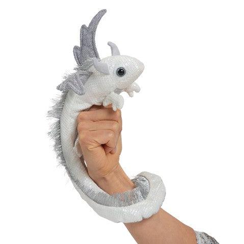 Folkmanis Finger Puppet - Dragon Wristlet, Pearl-Simply Green Baby