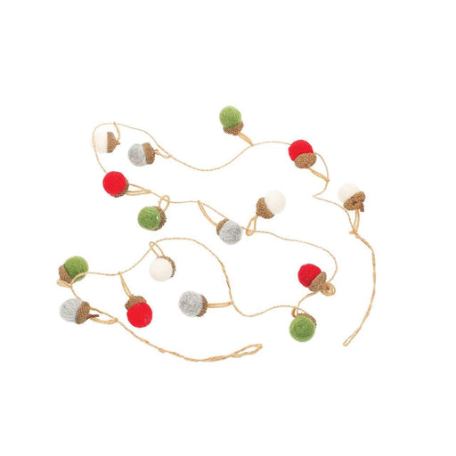 Garland of Acorn Shape Wool Balls, Multi Coloured-Simply Green Baby