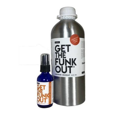 Get the Funk Out F65 Deodorizer and Sanitizer - Coconut Lemon Refill + 2oz Glass Spray Bottle-Simply Green Baby