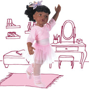 Gotz Hannah Standing Doll 19.5" - At the Ballet, Afro-American-Simply Green Baby