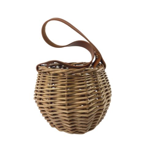 Handwoven Rattan - Round Basket with Handle-Simply Green Baby