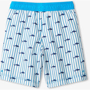 Hatley LS Rashguard + Board Shorts Swim Set - Sharks Silhouettes-Simply Green Baby