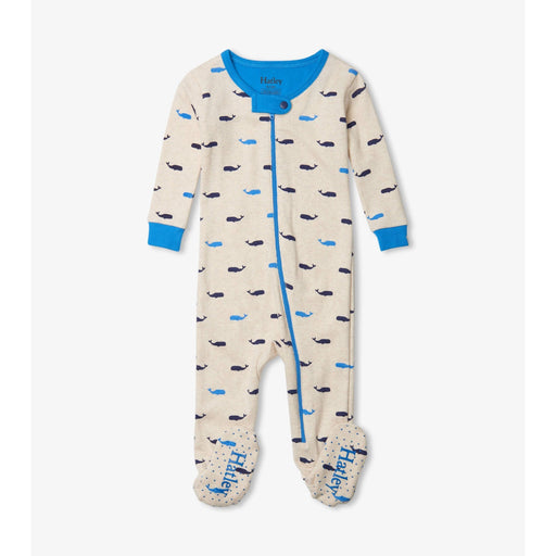 Hatley Organic Footed Coverall - Nautical Whales-Simply Green Baby
