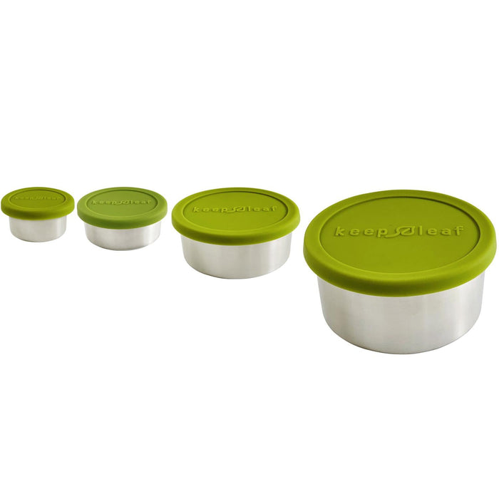 Keep Leaf Stainless Steel Food Containers - Green Lid-Simply Green Baby