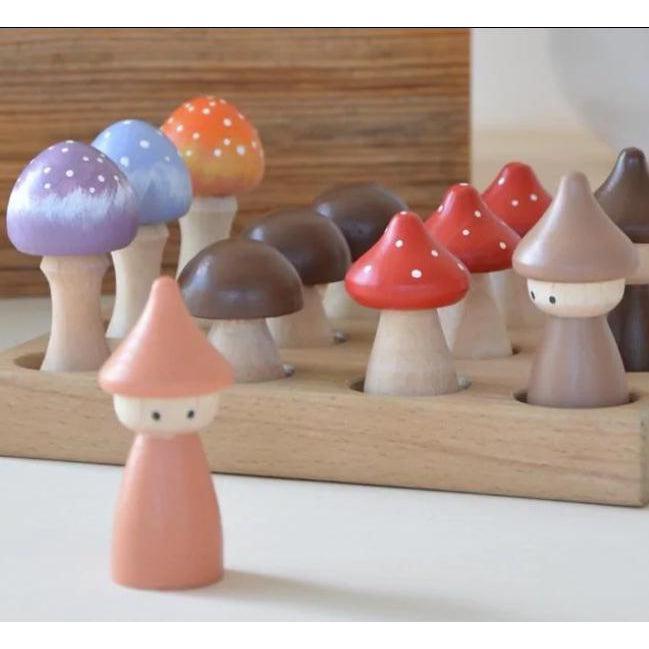 L + Wood Gnomes and Mushrooms Nesting Set-Simply Green Baby