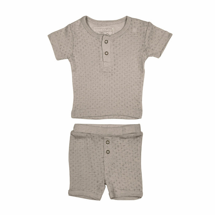 L'ovedbaby Pointelle Henley Tee + Short Set-Simply Green Baby