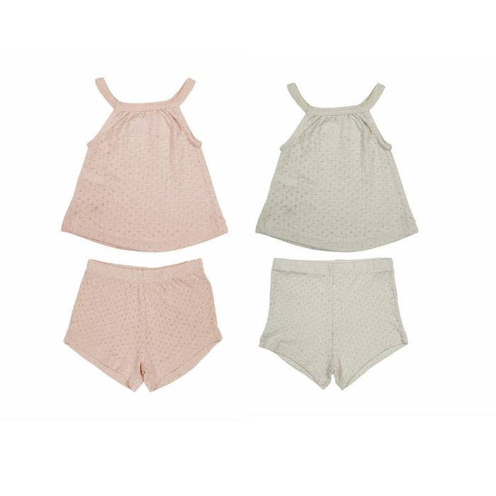 L'ovedbaby Pointelle Tank + Tap Short Set-Simply Green Baby