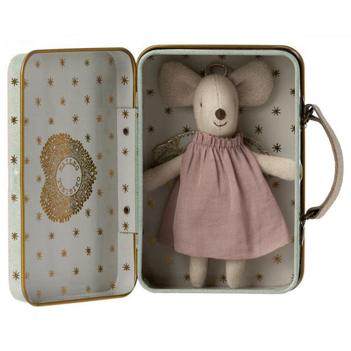 Maileg Angel Mouse in Mint Suitcase-Simply Green Baby