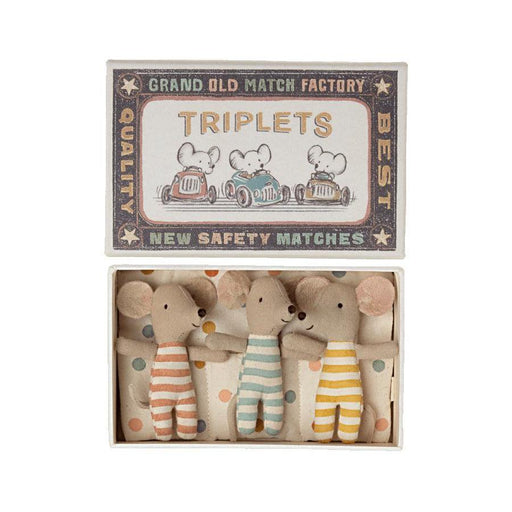 Maileg Baby Mice in Matchbox - Triplets-Simply Green Baby