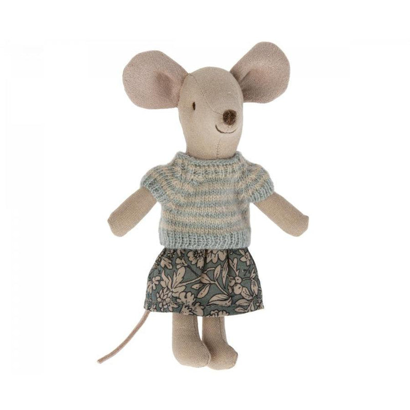 Maileg Clothes for Big Sister Mouse, Knitted Sweater + Shirt-Simply Green Baby