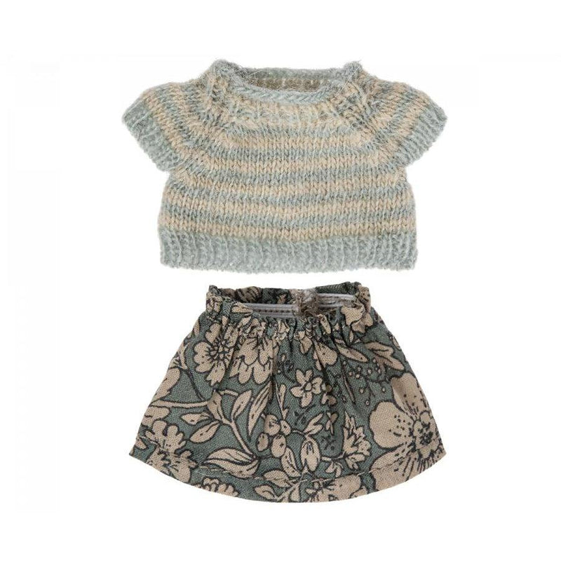 Maileg Clothes for Big Sister Mouse, Knitted Sweater + Shirt-Simply Green Baby