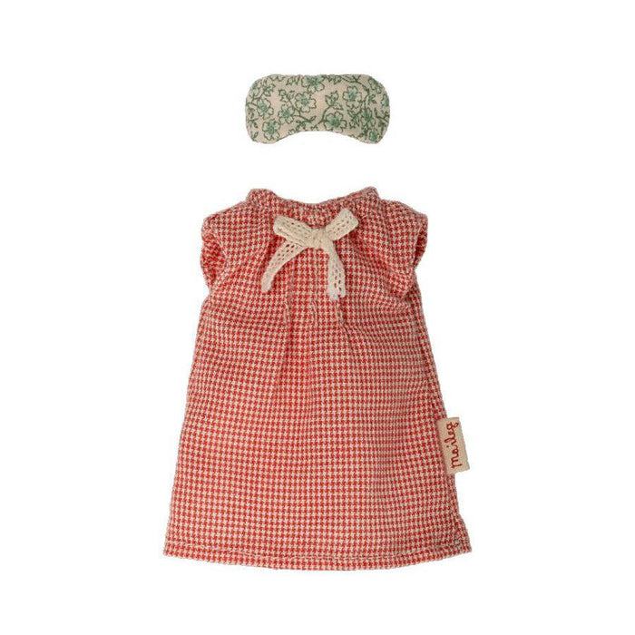 Maileg Clothes, Red Check Nightgown for Mum Mouse-Simply Green Baby
