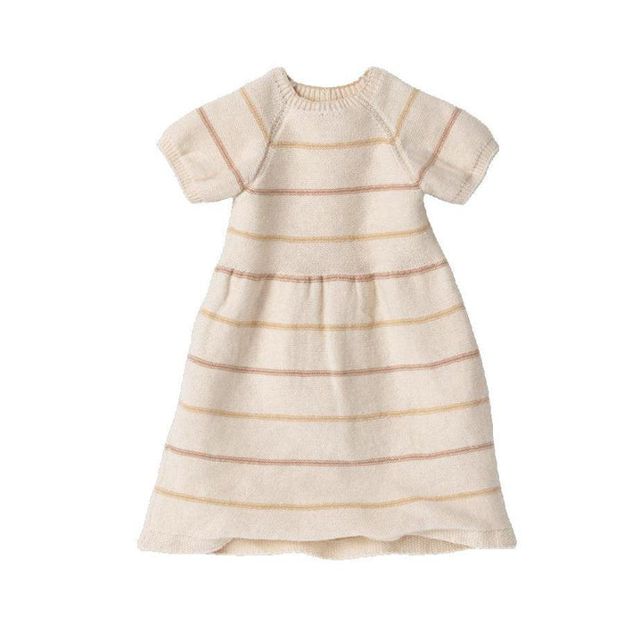 Maileg Knitted Dress with Stripes, Size 4, Cream-Simply Green Baby