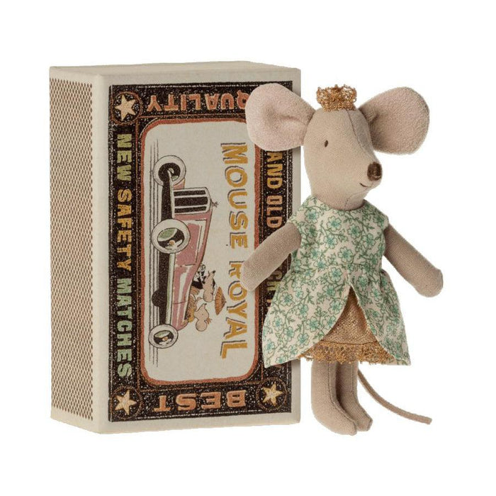 Maileg Little Sister Mouse in Matchbox, Princess-Simply Green Baby