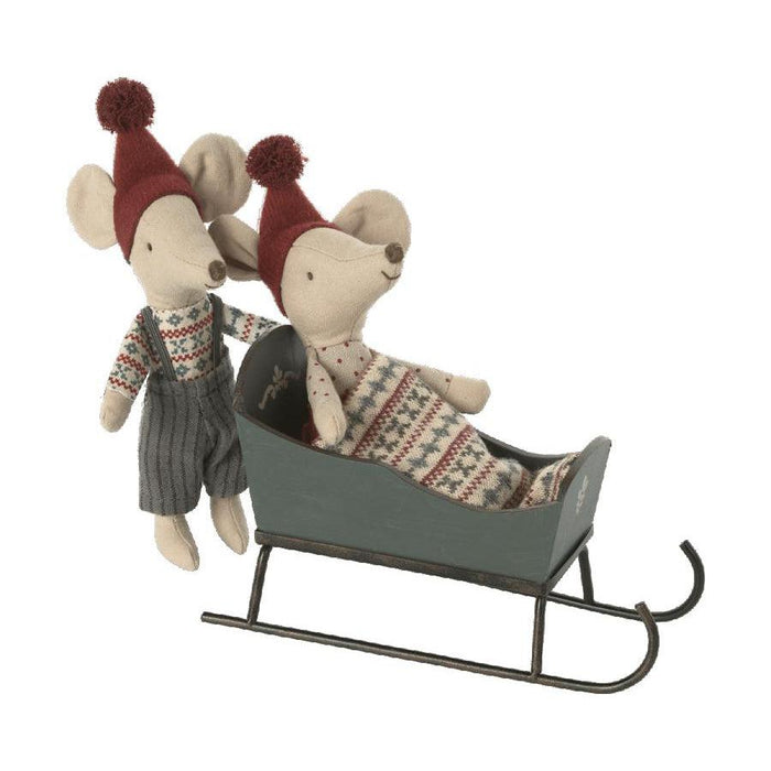 Maileg Mouse Sleigh-Simply Green Baby