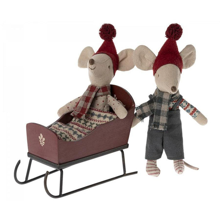 Maileg Mouse Sleigh-Simply Green Baby