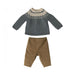 Maileg Pants + Knitted Blue Sweater, Size 5-Simply Green Baby