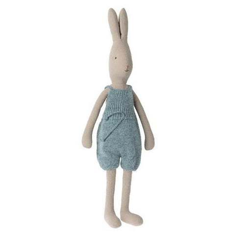 Maileg Rabbit Size 4, Blue Knitted Overalls-Simply Green Baby