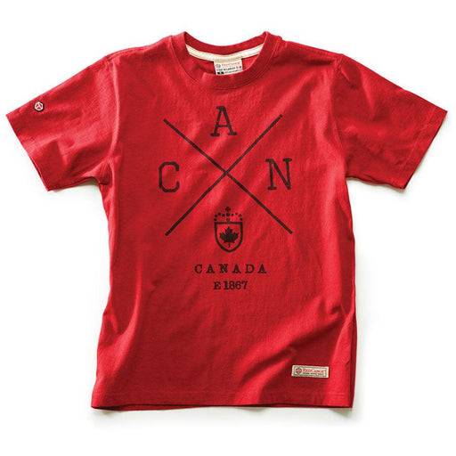 Men's Cross Canada T-Shirt, Heritage Red-Simply Green Baby