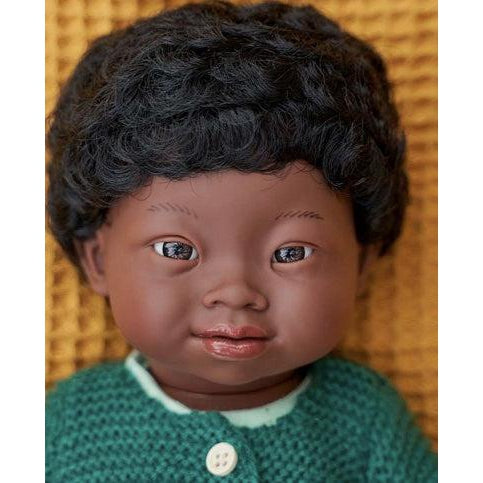 Miniland Baby Doll African Boy with Down Syndrome-Simply Green Baby