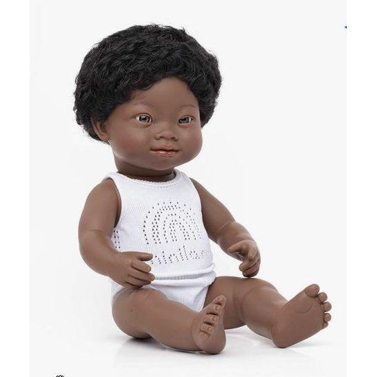 Miniland Baby Doll African Boy with Down Syndrome-Simply Green Baby