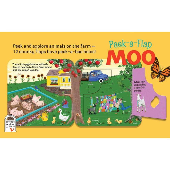 Moo Peek-A-Flap Board Book-Simply Green Baby