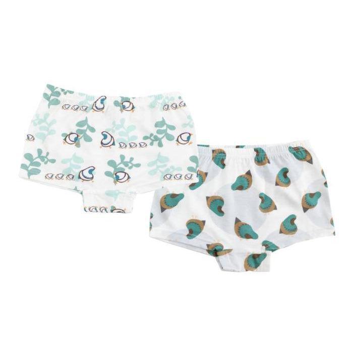 Nest Designs Bamboo Girls Boxer Briefs (2pack)- Quails-Simply Green Baby