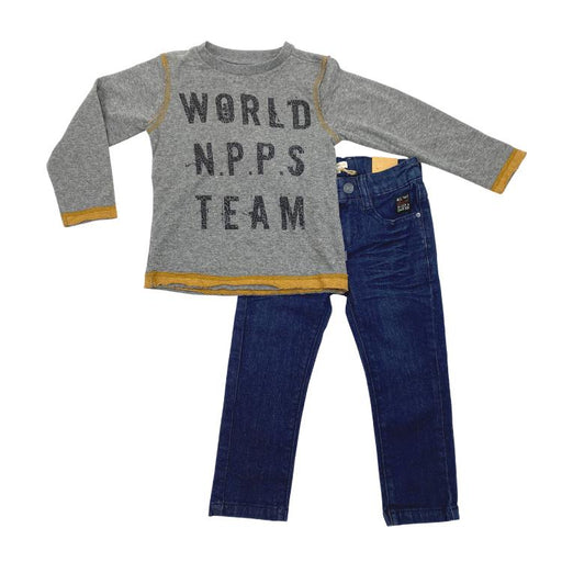 Noppies Kids Long Sleeve Raf Shirt + Slim Jeans Set-Simply Green Baby